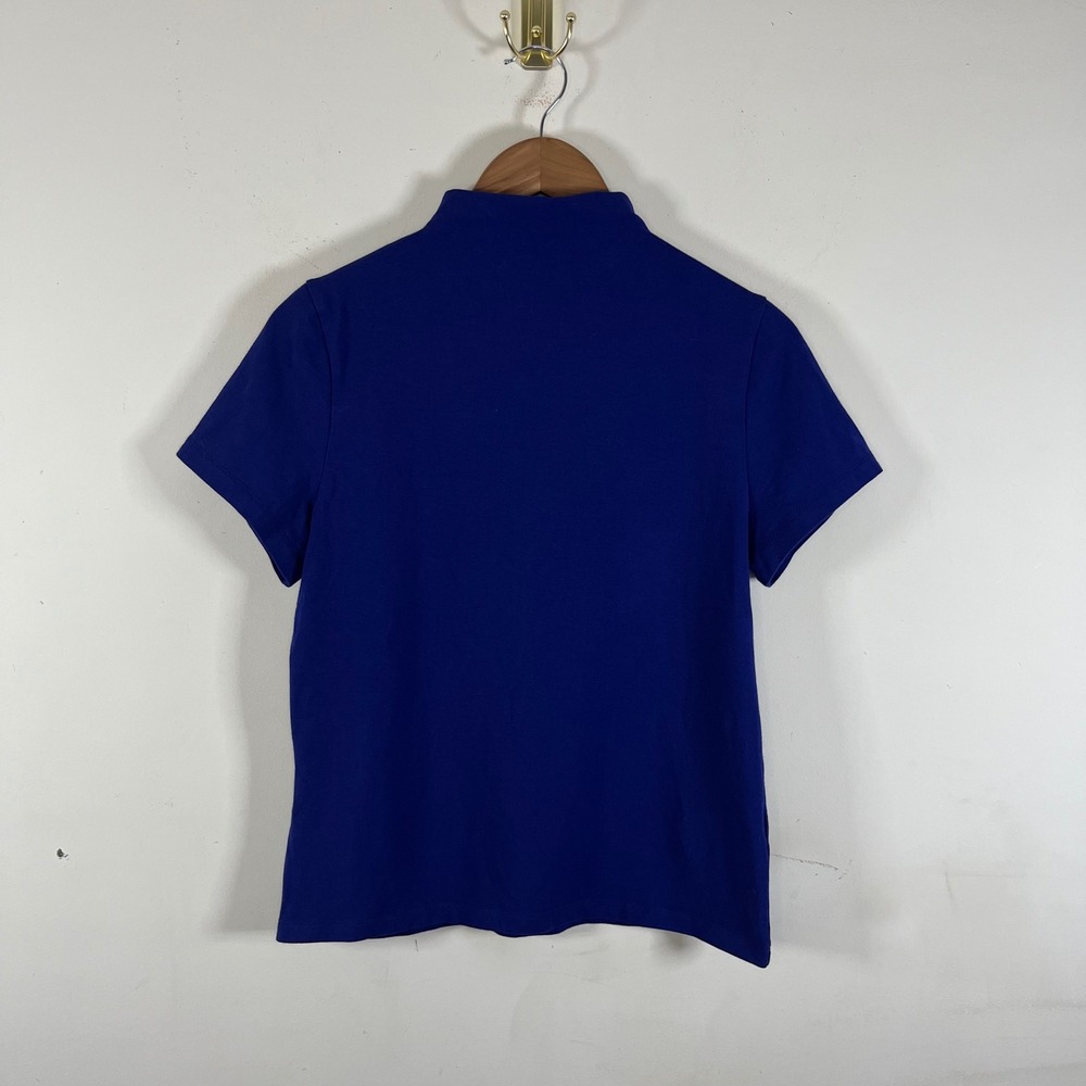 Madewell Short Sleeve Mock Neck Knit Tee Cobalt Electric Blue Womens XL